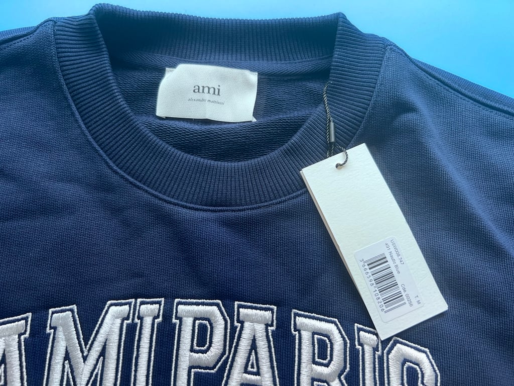 Ami Paris Embroidered Logo Sweatshirt Nautic Blue - 4