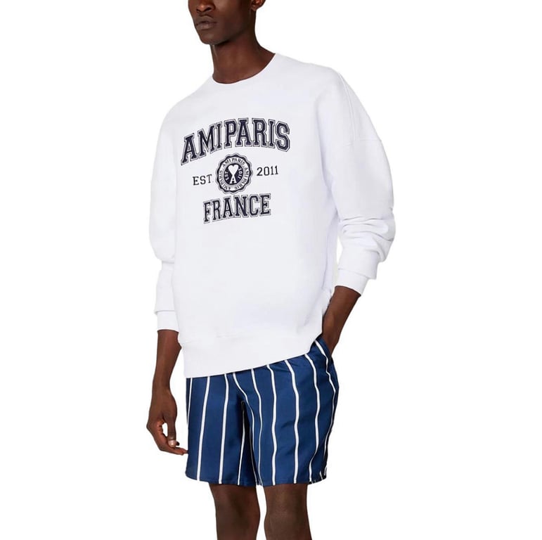 Ami Paris Embroidered Logo Sweatshirt Nautic Blue - 50