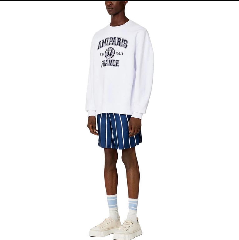 Ami Paris Embroidered Logo Sweatshirt Nautic Blue - 51