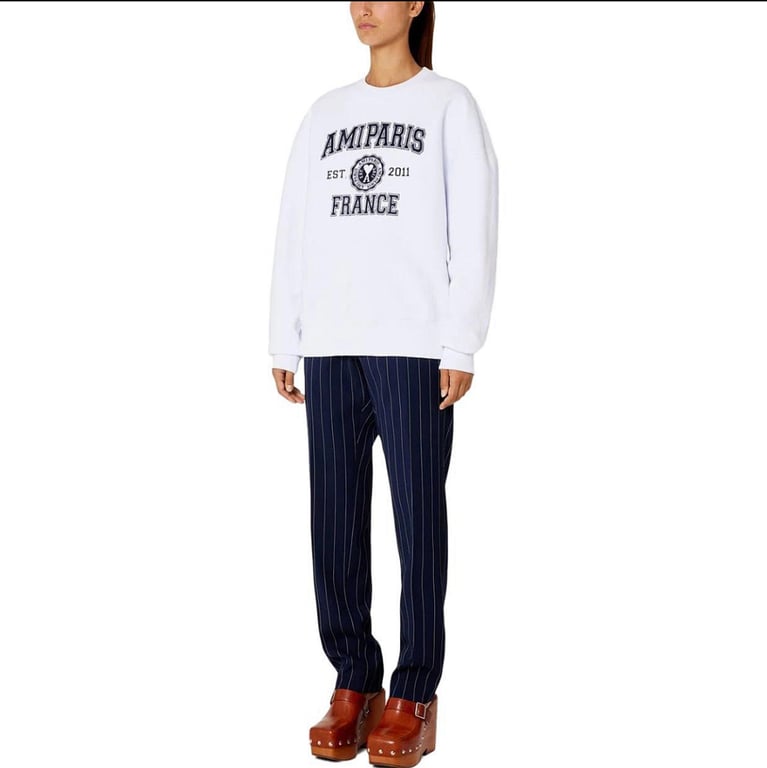 Ami Paris Embroidered Logo Sweatshirt Nautic Blue - 52