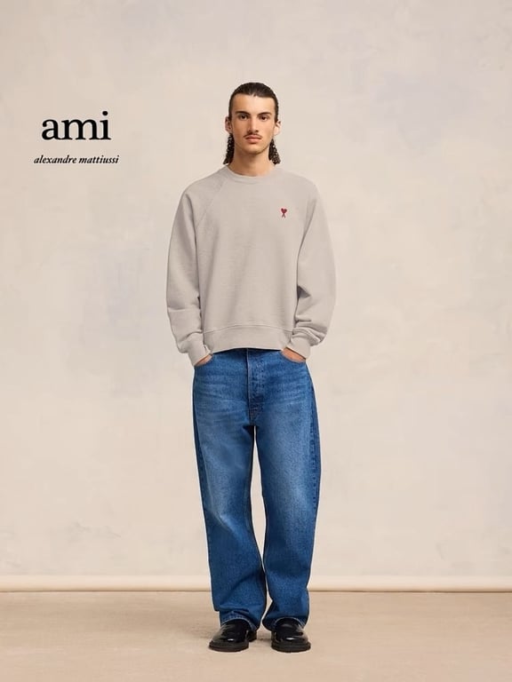 Ami Paris Ami de Coeur Raglan Sweatshirt Beige - 5