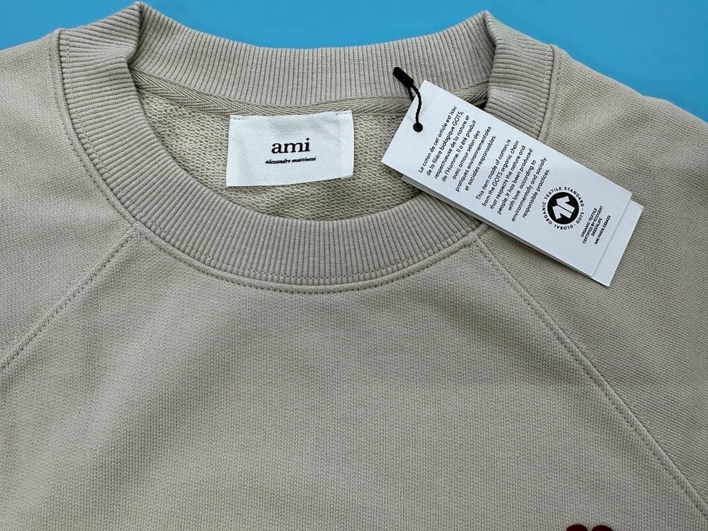 Ami Paris Ami de Coeur Raglan Sweatshirt Beige - 6