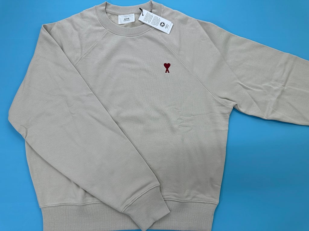 Ami Paris Ami de Coeur Raglan Sweatshirt Beige - 7