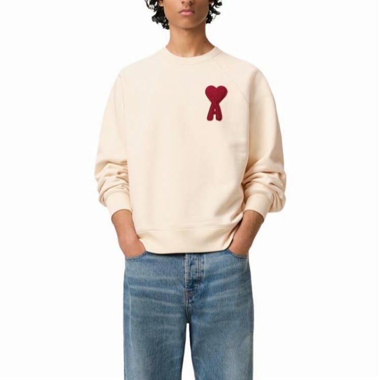 Ami Paris Ami de Coeur Crewneck Sweatshirt Cream - 2