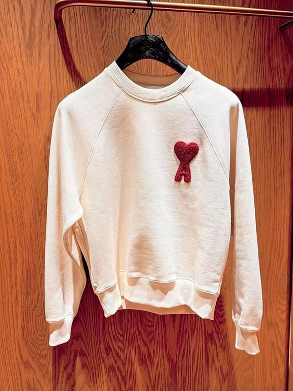 Ami Paris Ami de Coeur Crewneck Sweatshirt Cream - 11