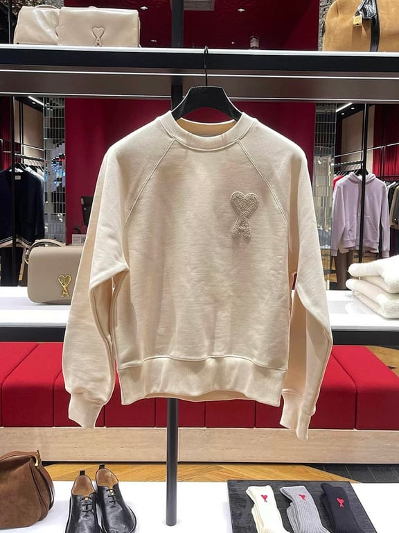 Ami Paris Ami de Coeur Crewneck Sweatshirt Cream - 36