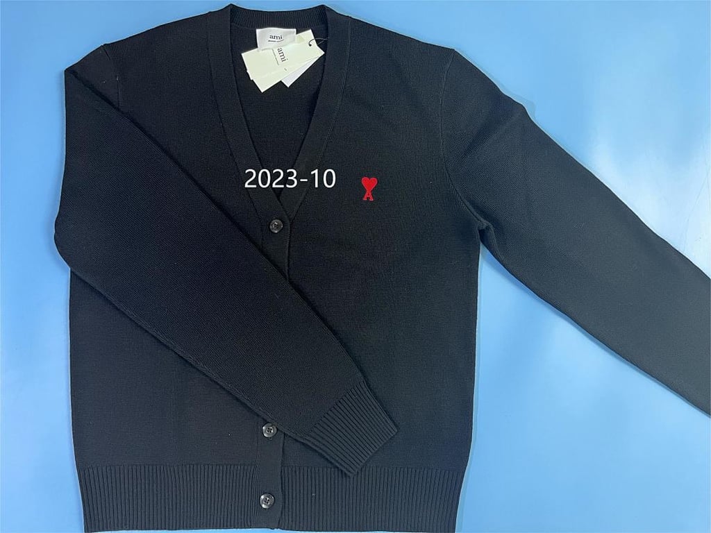 Ami Paris Small Heart Logo Cardigan Black - 15