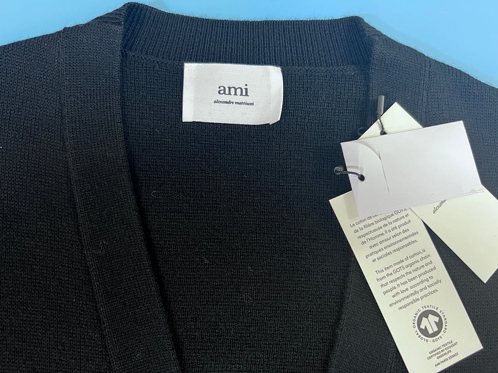 Ami Paris Small Heart Logo Cardigan Black - 19