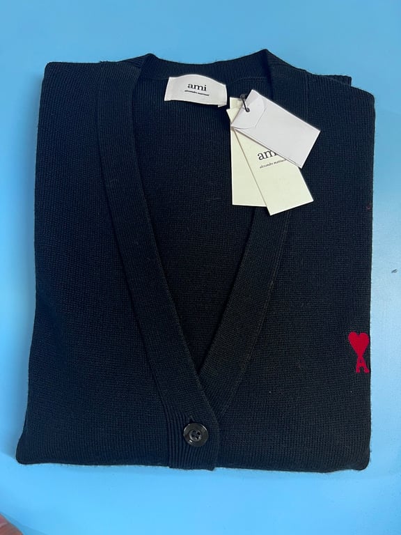 Ami Paris Small Heart Logo Cardigan Black - 21