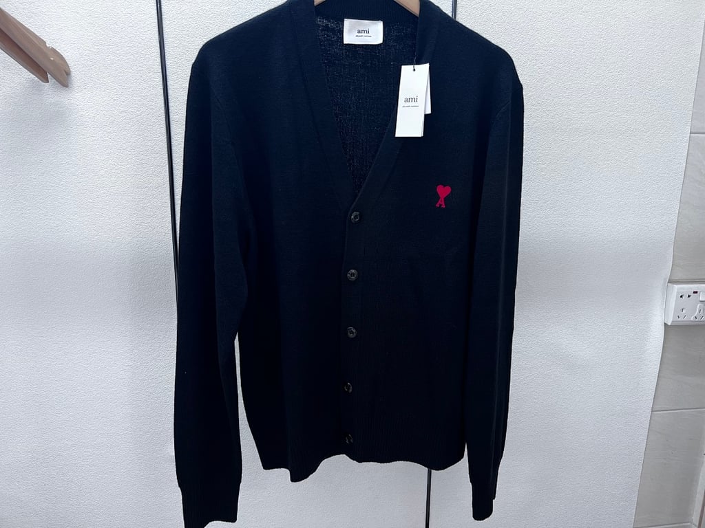 Ami Paris Small Heart Logo Cardigan Black - 22