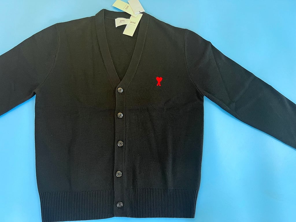 Ami Paris Small Heart Logo Cardigan Black - 23