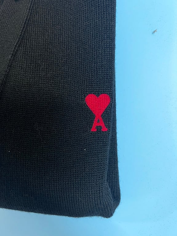 Ami Paris Small Heart Logo Cardigan Black - 24