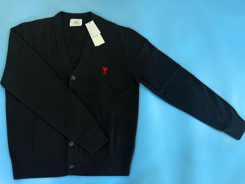 Ami Paris Small Heart Logo Cardigan Black - 25