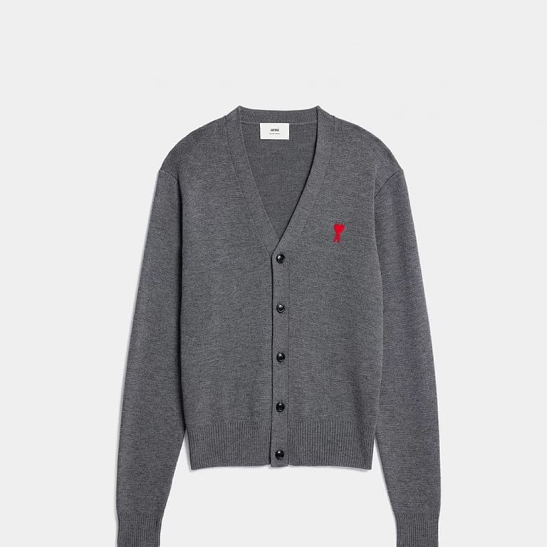 Ami Paris Small Heart Logo Cardigan Black - 3