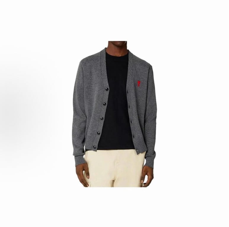 Ami Paris Small Heart Logo Cardigan Black - 34