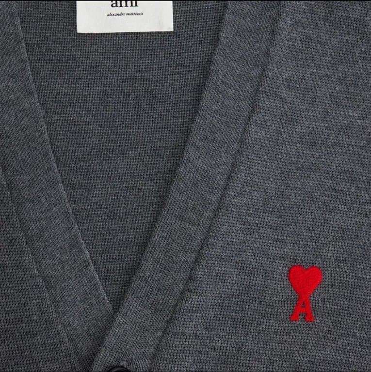 Ami Paris Small Heart Logo Cardigan Black - 38