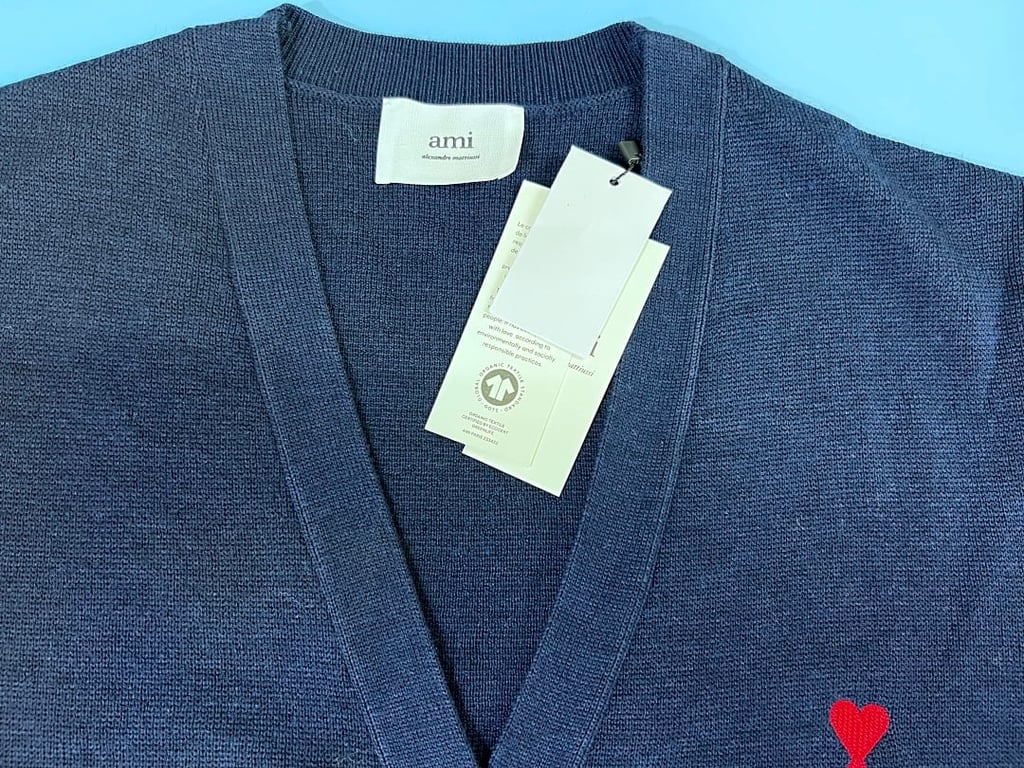 Ami Paris Small Heart Logo Cardigan Black - 39