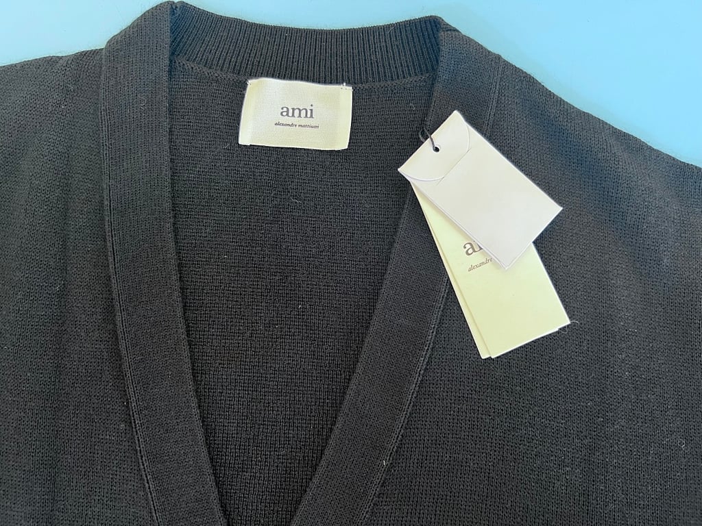 Ami Paris Small Heart Logo Cardigan Black - 4