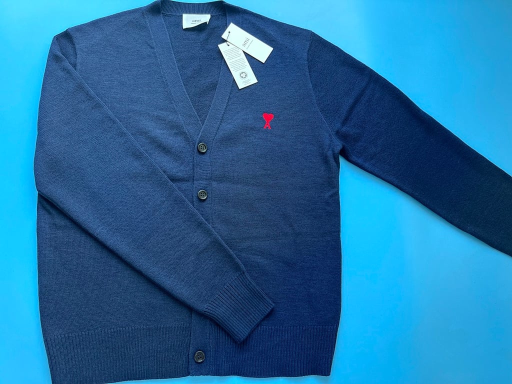 Ami Paris Small Heart Logo Cardigan Black - 57