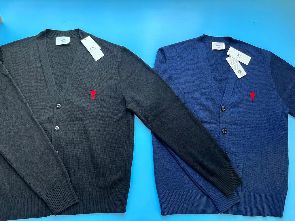 Ami Paris Small Heart Logo Cardigan Black - 5