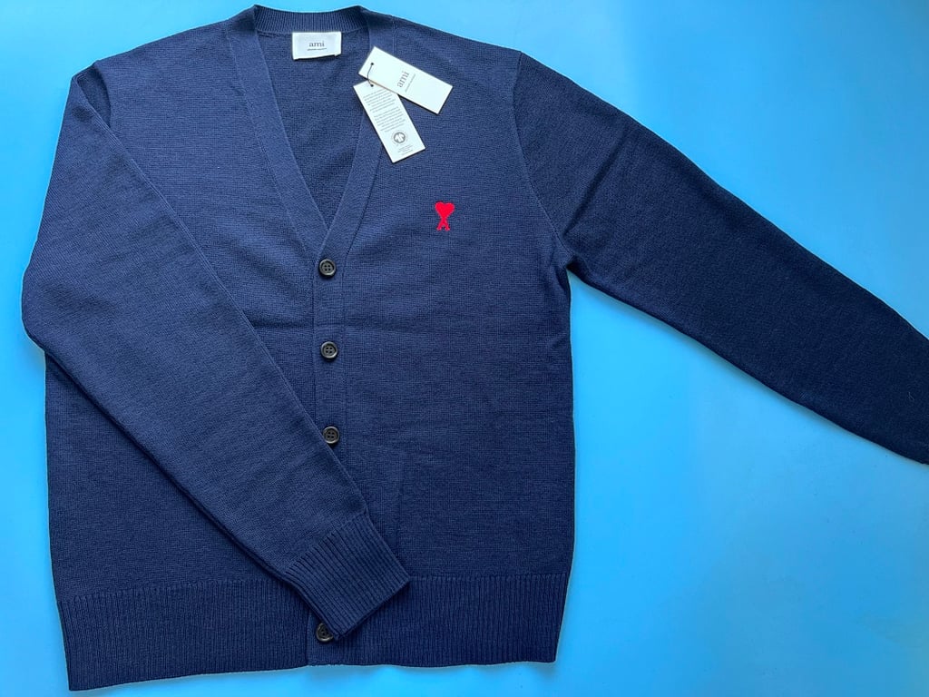 Ami Paris Small Heart Logo Cardigan Black - 60