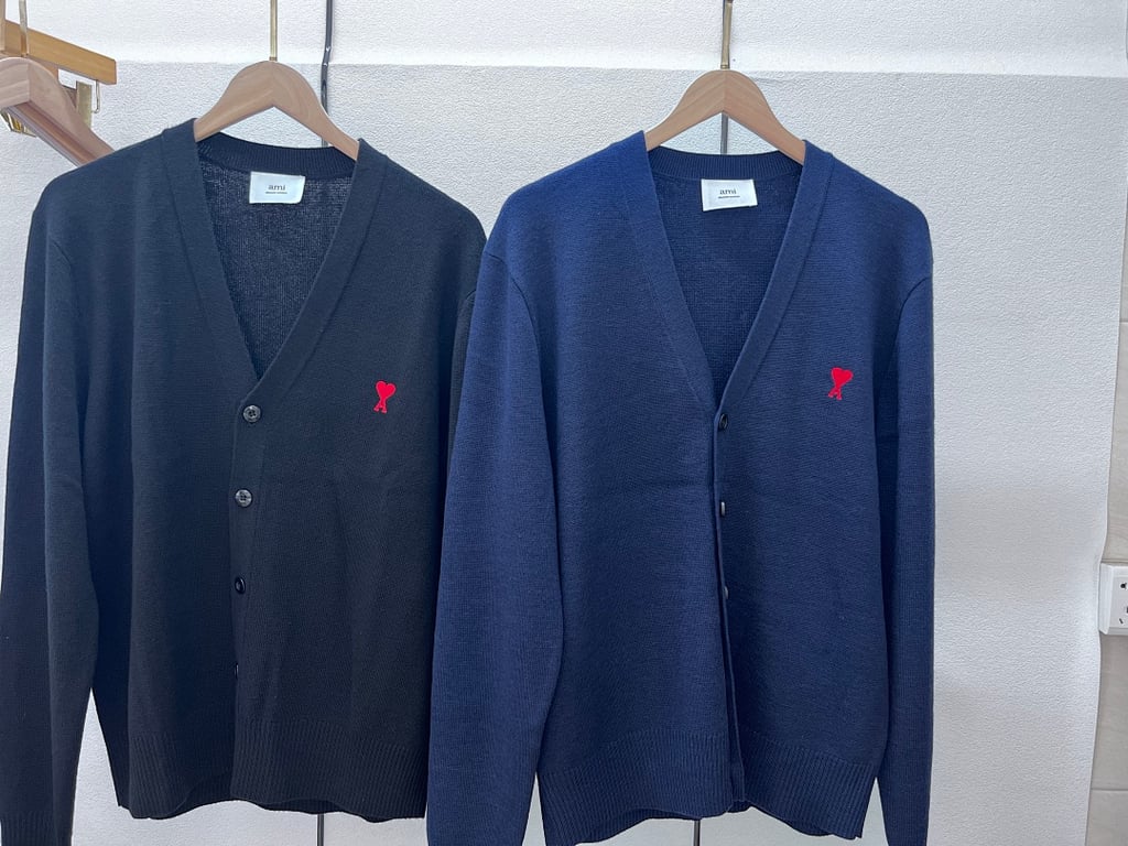 Ami Paris Small Heart Logo Cardigan Black - 64