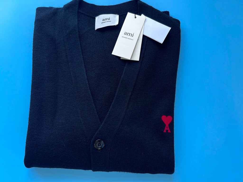 Ami Paris Small Heart Logo Cardigan Black - 67