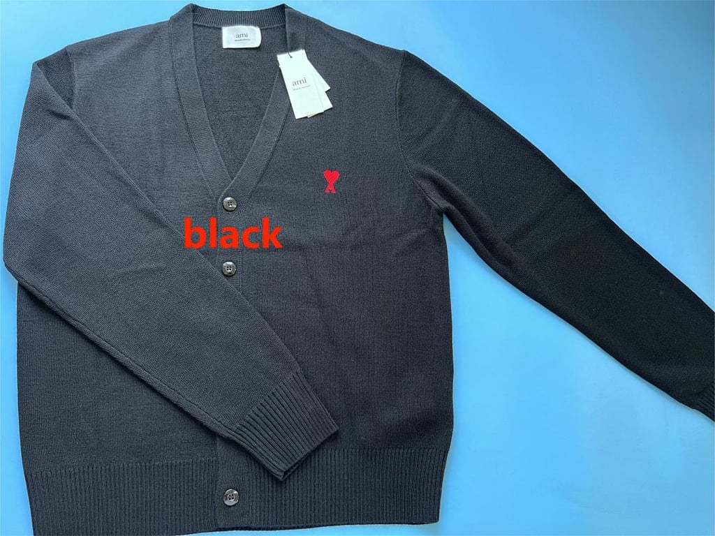 Ami Paris Small Heart Logo Cardigan Black - 68
