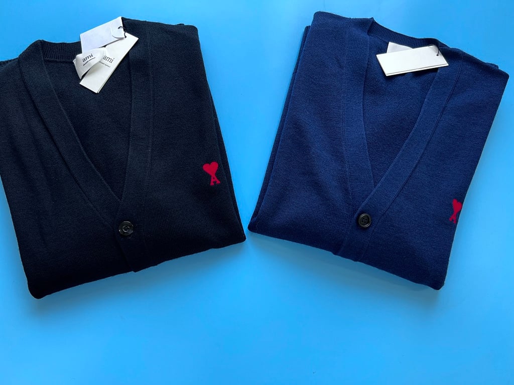 Ami Paris Small Heart Logo Cardigan Black - 74