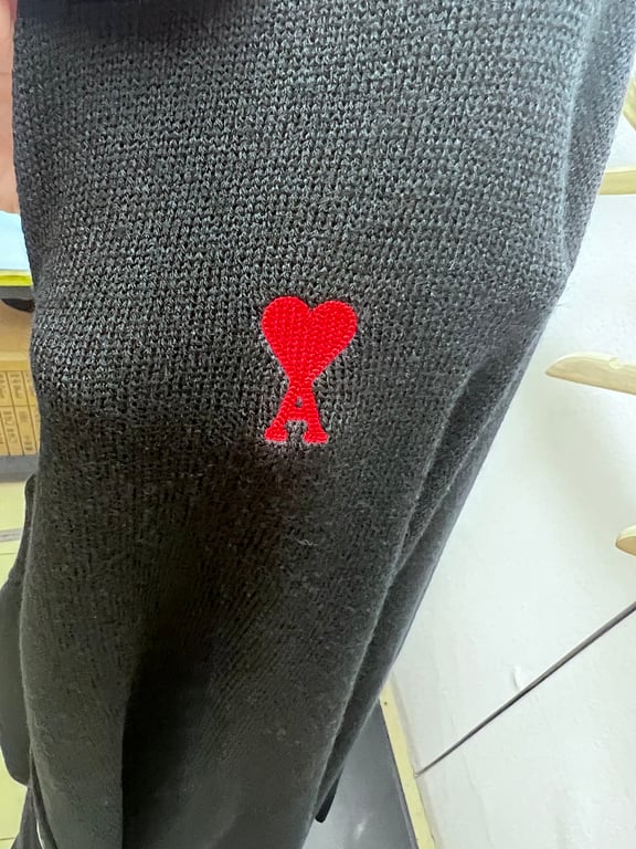 Ami Paris Small Heart Logo Cardigan Black - 8