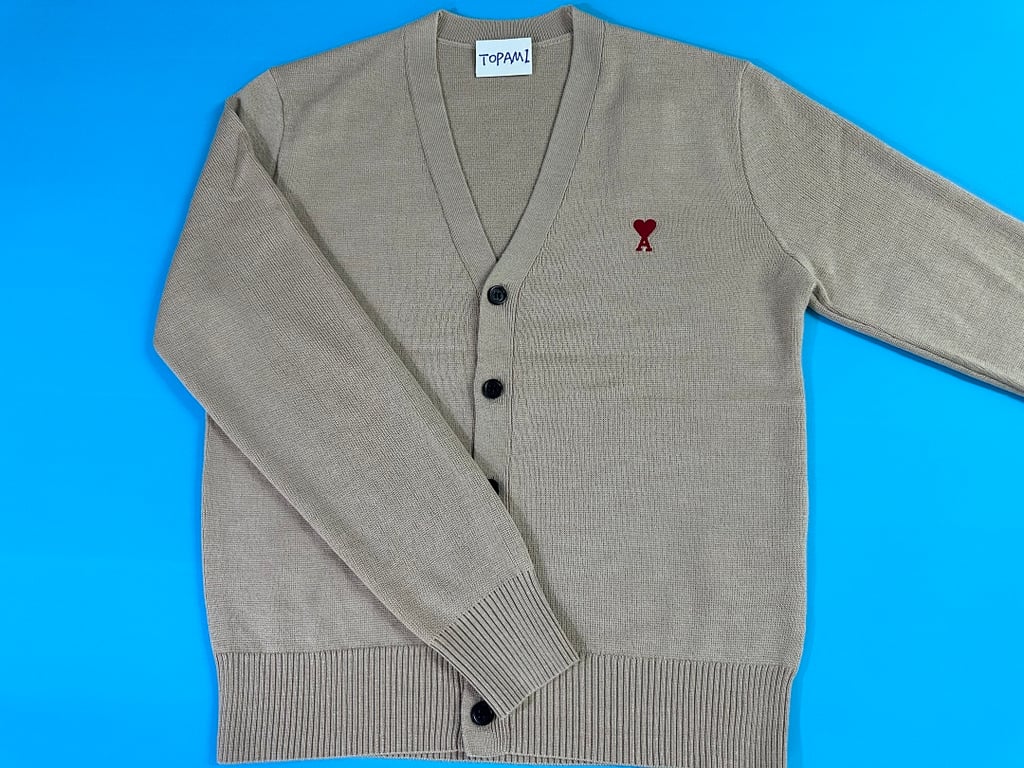 Ami Paris Ami de Coeur Cardigan Beige - 11