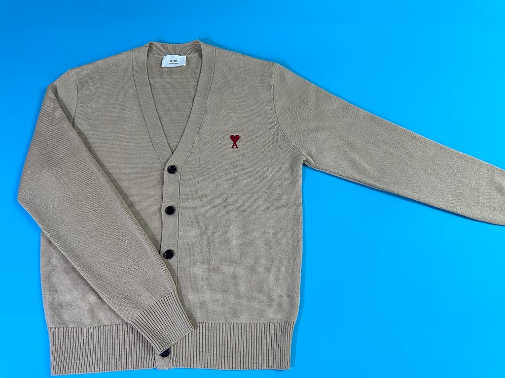 Ami Paris Ami de Coeur Cardigan Beige - 18