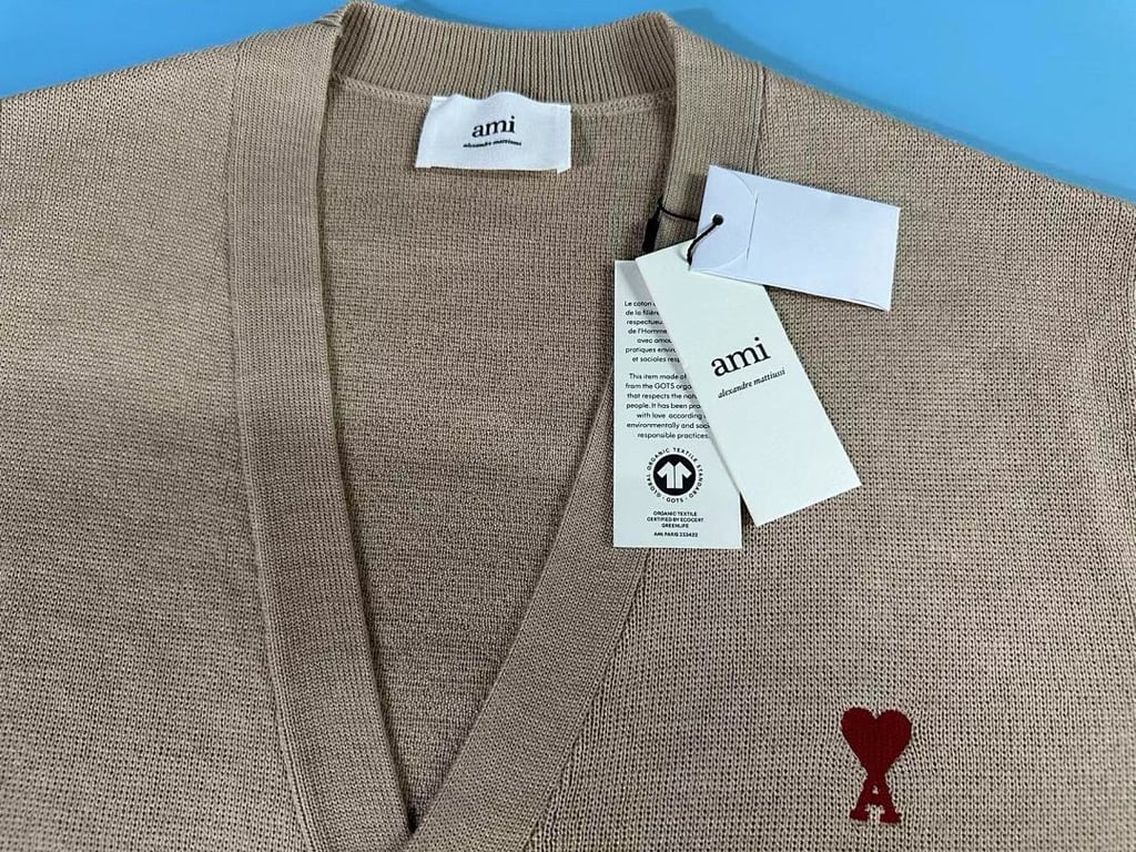 Ami Paris Ami de Coeur Cardigan Beige - 19