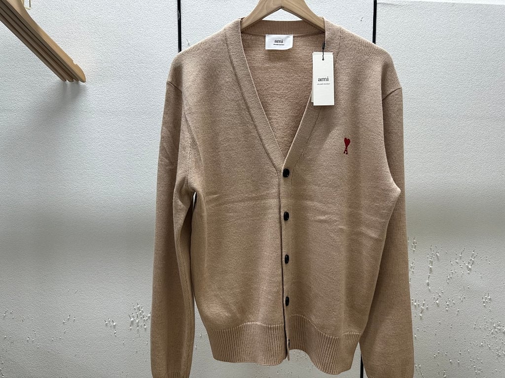 Ami Paris Ami de Coeur Cardigan Beige - 8