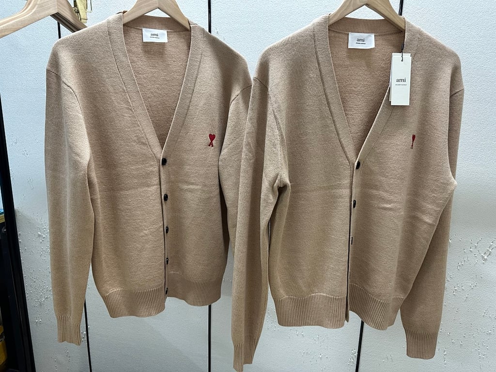 Ami Paris Ami de Coeur Cardigan Beige - 9
