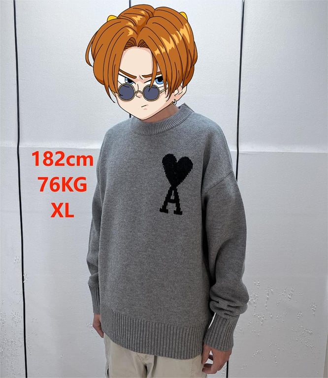 Ami Paris Big Heart Grey Sweater - 27