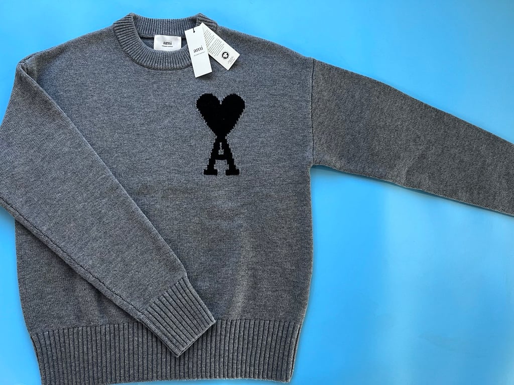 Ami Paris Big Heart Grey Sweater - 30
