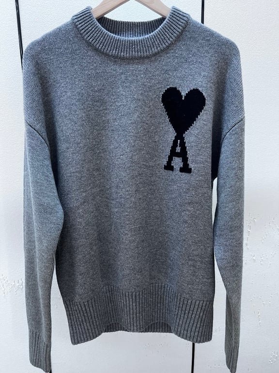 Ami Paris Big Heart Grey Sweater - 35