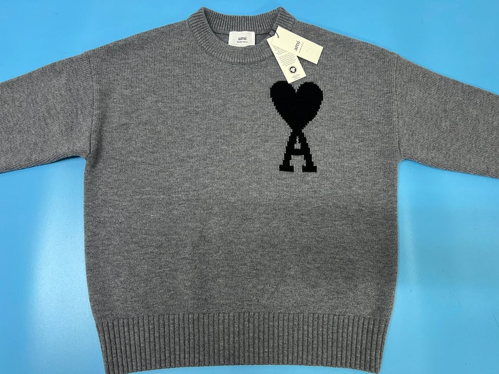 Ami Paris Big Heart Grey Sweater - 5