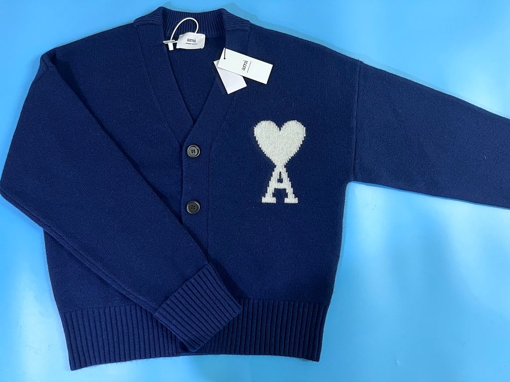 Ami Paris Ami de Coeur Cardigan Navy - 18