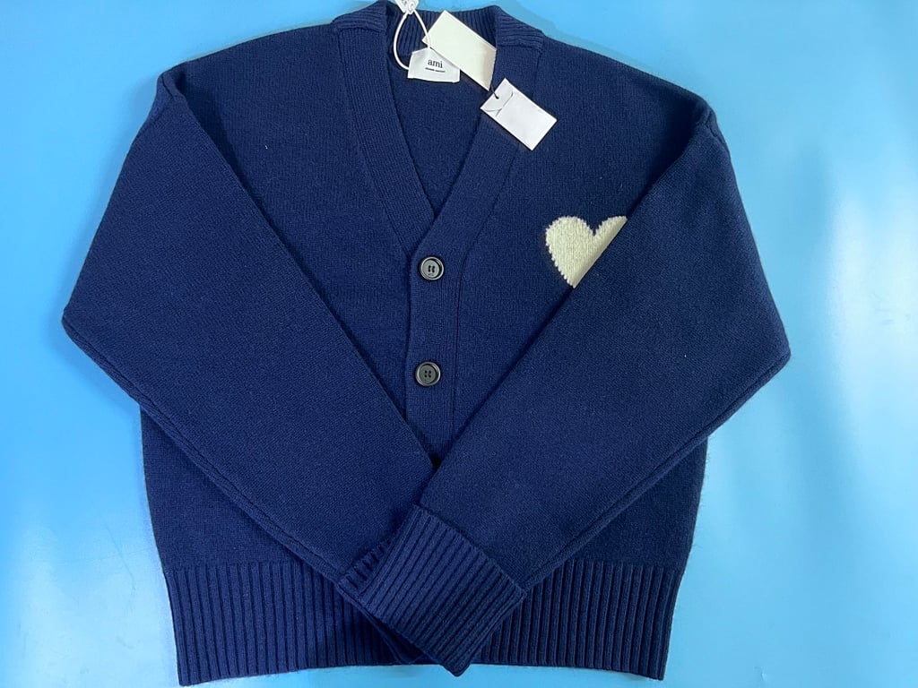Ami Paris Ami de Coeur Cardigan Navy - 4