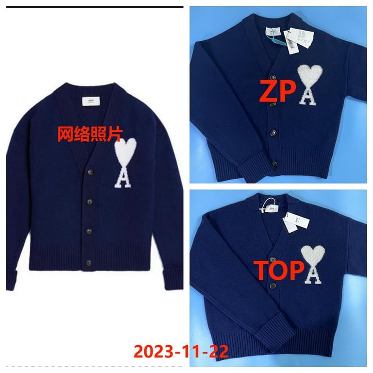 Ami Paris Ami de Coeur Cardigan Navy - 5