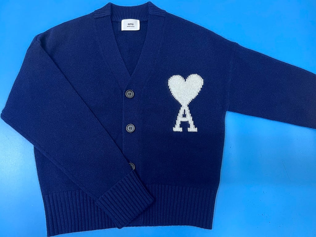 Ami Paris Ami de Coeur Cardigan Navy - 7