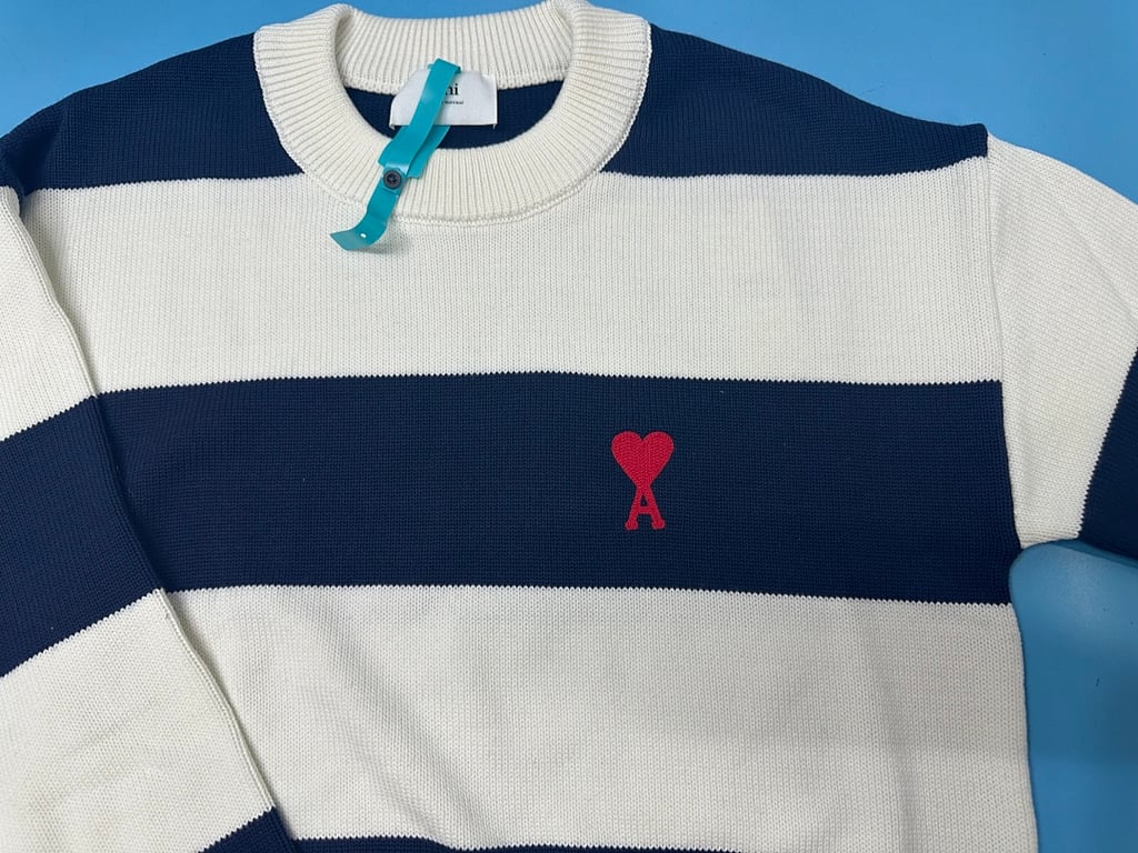 Ami Paris Striped Ami de Coeur Sweater - 5