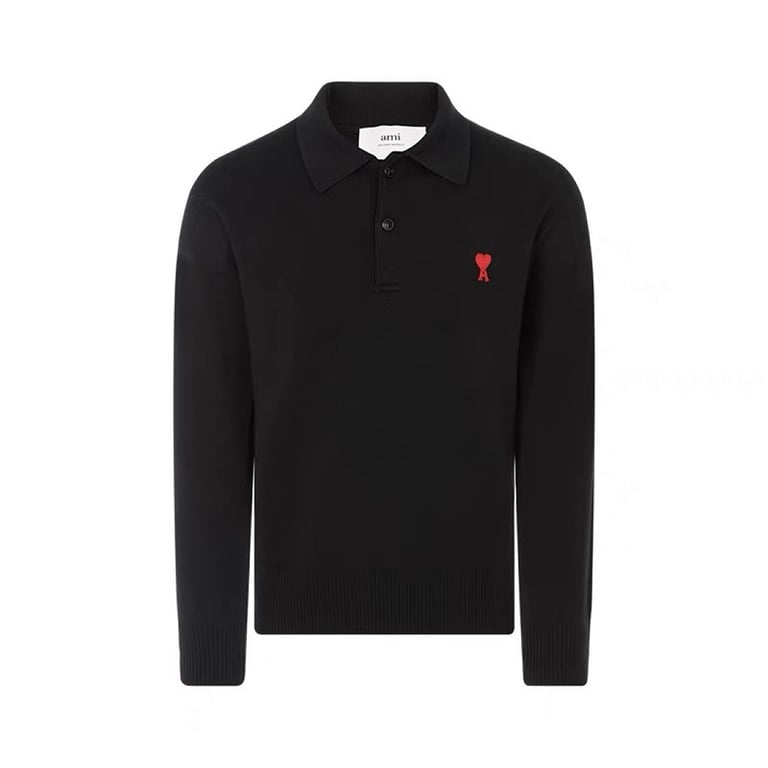 Ami Paris Ami de Coeur Knitted Polo Shirt - 2