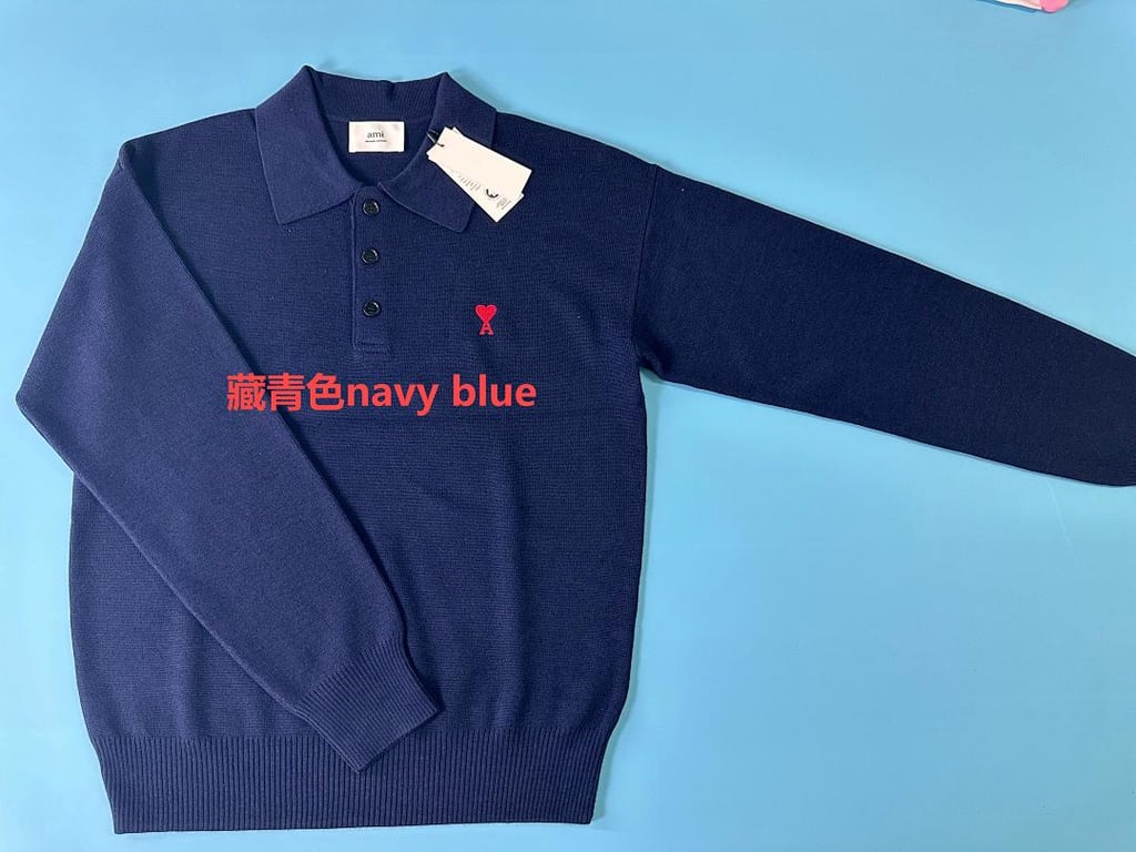 Ami Paris Ami de Coeur Knitted Polo Shirt - 14
