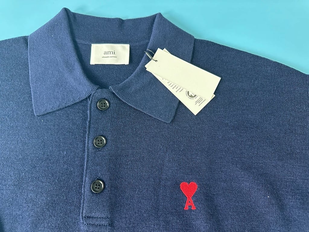 Ami Paris Ami de Coeur Knitted Polo Shirt - 15