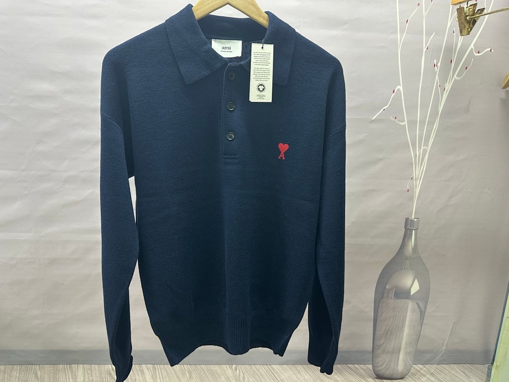 Ami Paris Ami de Coeur Knitted Polo Shirt - 28