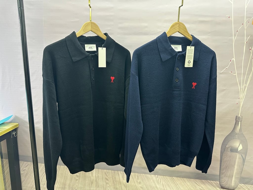 Ami Paris Ami de Coeur Knitted Polo Shirt - 5
