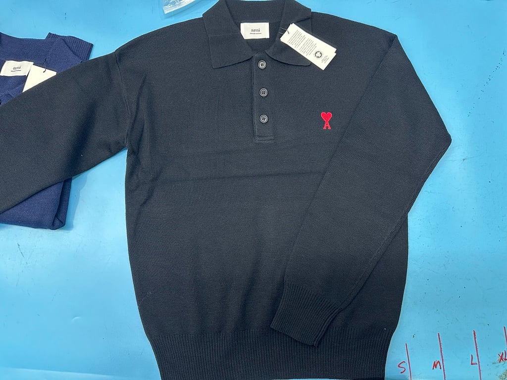 Ami Paris Ami de Coeur Knitted Polo Shirt - 7